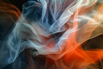 Obraz premium Abstract Elegance: Graceful Interplay of Smoke and Light in Vibrant Orange and Blue Hues