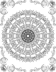 Printable Mandala Coloring Page for Adults. Educational Resources for School for Kids. Adults Coloring Book. Mandala Coloring Activity Worksheet.