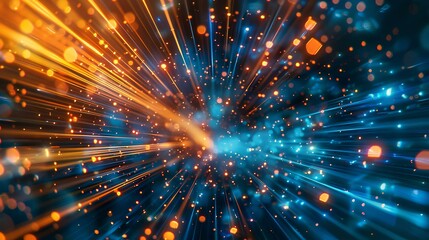 Fototapeta premium Abstract background of glowing orange and blue lights.