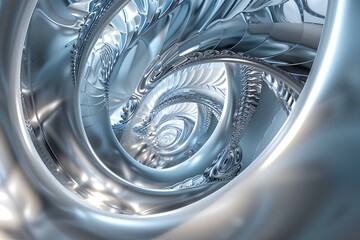 Abstract metal structure with a spiral shape.