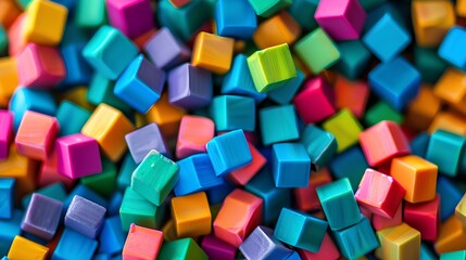 Colorful 3D cubes background. Geometric shapes. Digital artwork.