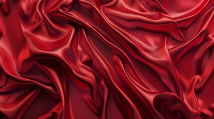 Obraz premium Red crumpled silk fabric, wrinkled silk cloth
