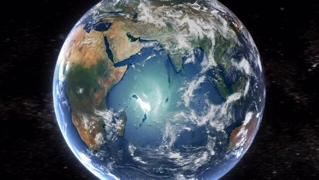 Realistic Earth From Space Zoom In Clouds Democratic Republic of Congo