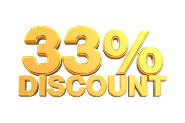 3d sales discount Number 33 percentage price tag for discount sale promotion concept by 3d render
