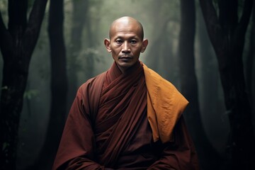 Symbolic asian monk robe. Ethnic portrait. Generate Ai