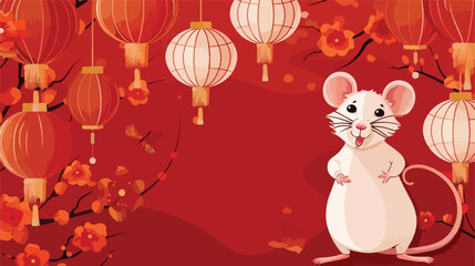 Chinese New Year vector greeting card template. Cute