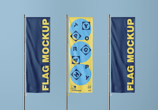 Vertical Flag Mockup