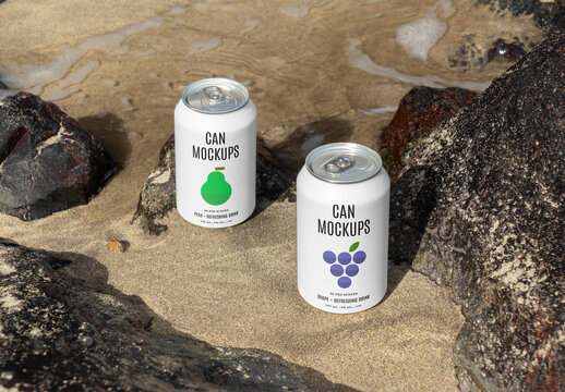 Two Standing Cans Mockup