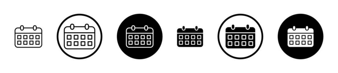 Calendar vector icon set. day, week, month, or year, calendar vector symbol. appointment agenda pictogram suitable for apps and websites UI designs.