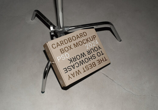White Cardboard Box on Tripod Mockup