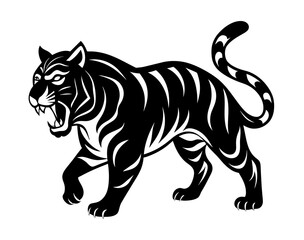 Obraz premium A Minimal Silhouette of Tiger in an Aggressive Mode