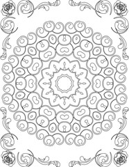 Printable Mandala Coloring Page for Adults. Educational Resources for School for Kids. Adults Coloring Book. Mandala Coloring Activity Worksheet.