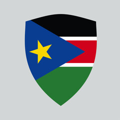Naklejka premium South Sudan Flag in Shield Shape