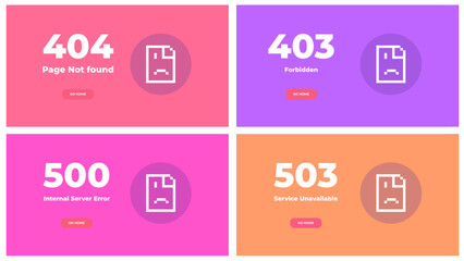 Web error pages layout vector design