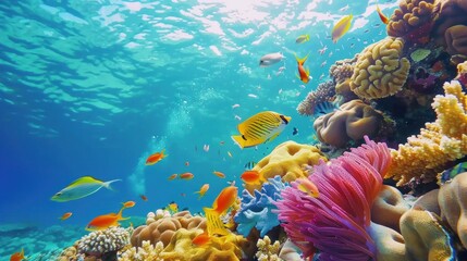 Underwater world. Coral reefs and fish