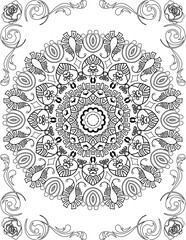 Printable Mandala Coloring Page for Adults. Educational Resources for School for Kids. Adults Coloring Book. Mandala Coloring Activity Worksheet.