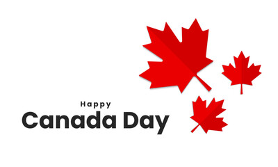 Fototapeta na wymiar Canada day background, July 1. National holiday greeting card design. Canada Day celebration with maple leaves. Vector illustration