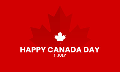 Happy Canada Day background. National holiday celebration design with red maple leaf. Greeting card, banner. Vector illustration
