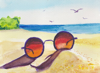 sunglasses forgotten on the beach