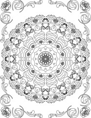 Printable Mandala Coloring Page for Adults. Educational Resources for School for Kids. Adults Coloring Book. Mandala Coloring Activity Worksheet.