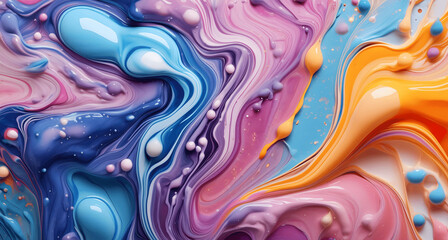 Dynamic Swirls of Vivid Acrylic Liquid Paint Textures: Bold Hues and Emotional Abstract an artwork created with generative AI tools