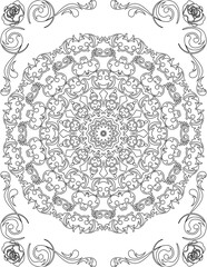 Printable Mandala Coloring Page for Adults. Educational Resources for School for Kids. Adults Coloring Book. Mandala Coloring Activity Worksheet.
