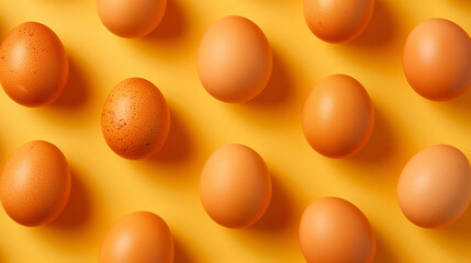 Organic egg repeating pattern on yellow background