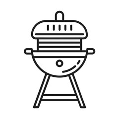 Grill line icon, outline vector sign, linear style pictogram isolated on white. Bbq symbol, logo illustration. Editable stroke. Pixel