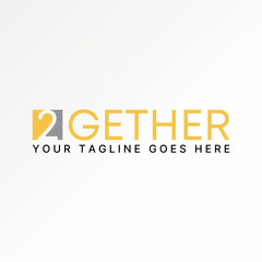 Logo design graphic concept creative vector premium stock abstract word text Together with number 2 negative space. Related monogram typography brand