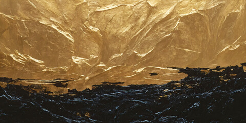 Gold and Black Abstract Brushstrokes
