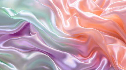 Obraz premium Close-up of rippled beige silk fabric with soft folds.