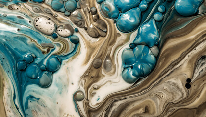 Dynamic Swirls of Vivid Acrylic Liquid Paint Textures: Bold Hues and Emotional Abstract an artwork created with generative AI tools