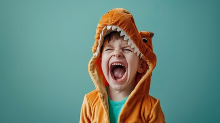 A Child in Dinosaur Costume