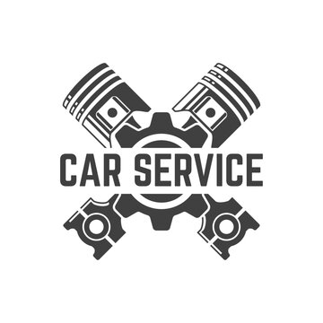 Automotive piston workshop logo design modern badge style custom car service engine tune up logo.