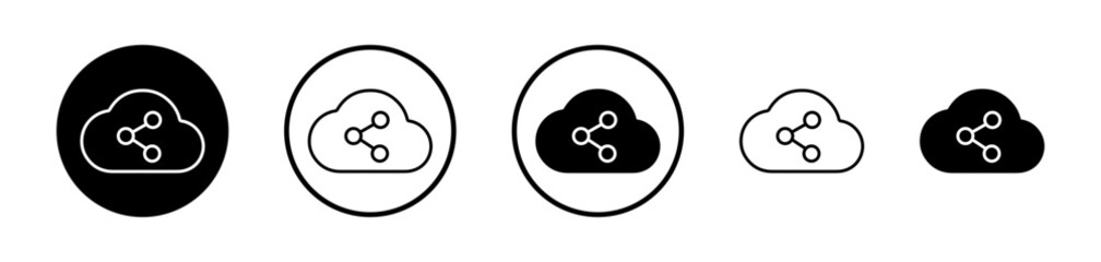 Cloud Share Icon Set. Data Sync and Transfer Vector Symbol Collection.
