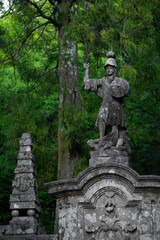 The San Miguel Fountain Statue in Terras de Bouro, Braga, Portugal.