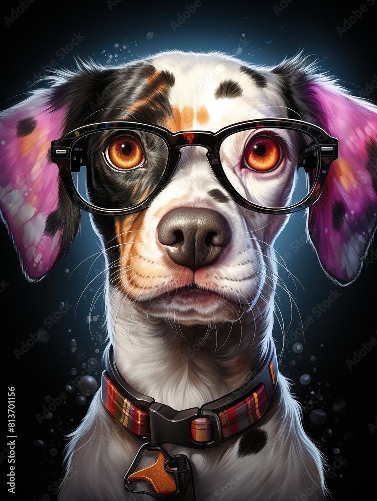 Sticker dog with glasses