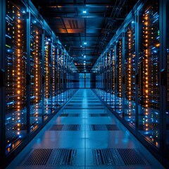 Obraz premium Data Centers: Enhancing the Backbone of Technological Infrastructure.