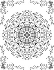 Printable Mandala Coloring Page for Adults. Educational Resources for School for Kids. Adults Coloring Book. Mandala Coloring Activity Worksheet.