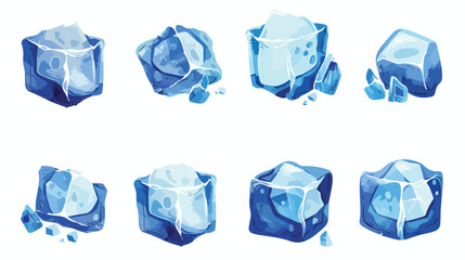 Cold ice cubes of square shape. Frozen solid water cubes