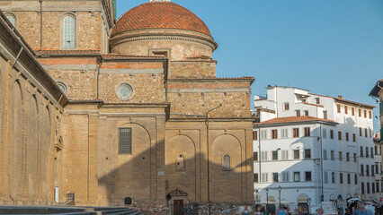 Basilica di San Lorenzo Basilica of St Lawrence timelapse in Florence city.