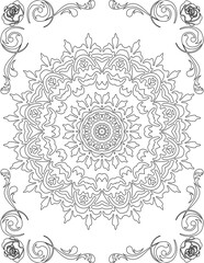 Printable Mandala Coloring Page for Adults. Educational Resources for School for Kids. Adults Coloring Book. Mandala Coloring Activity Worksheet.