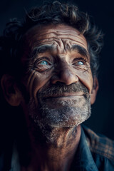 portrait of an old man imagine his life to be a full of happiness