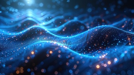 Abstract futuristic - technology with polygonal shapes on a dark blue background. Design digital technology concept. 3d illustration.