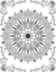 Printable Mandala Coloring Page for Adults. Educational Resources for School for Kids. Adults Coloring Book. Mandala Coloring Activity Worksheet.