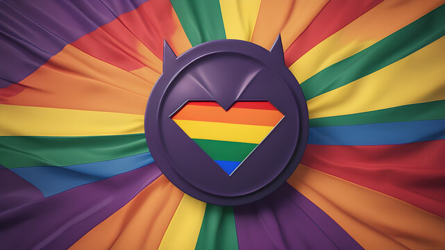 Superhero logo design background pattern in front of lgbt flag, Generative AI