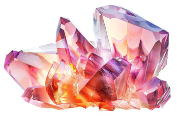 A large pink crystal with orange streaks. The crystal is very large and has a very unique and beautiful appearance