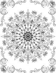 Printable Mandala Coloring Page for Adults. Educational Resources for School for Kids. Adults Coloring Book. Mandala Coloring Activity Worksheet.