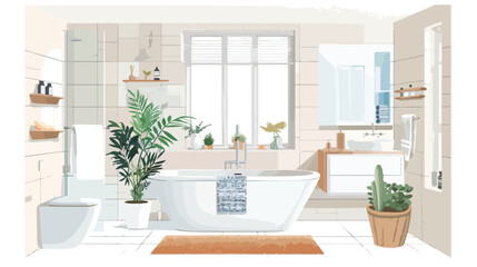 Collage with different elements of modern bathroom 