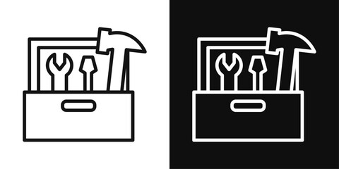 Toolbox Icon Set. Carpenter Toolkit and Hardware Tool Box Symbol in Vector Format.